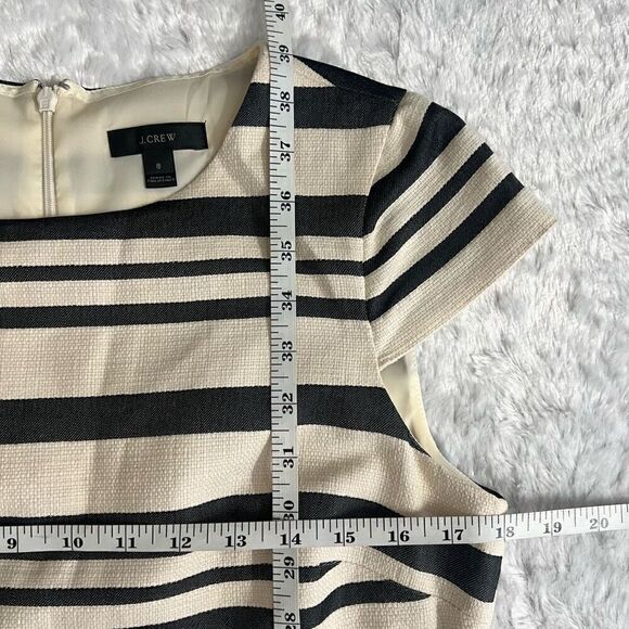 J. Crew Womens Blue & Cream Striped Knee Length Cap Sleeve Sheath Dress Size 8 - Picture 11 of 11